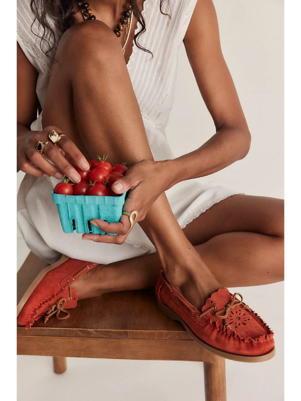 FREE PEOPLE Lagoon Cut Out Boat Shoes / Rust Suede - Picture 2 of 12